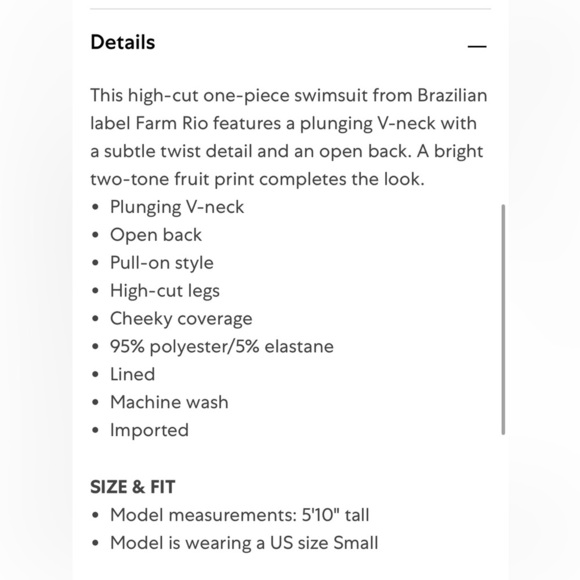 Anthropologie x Farm Rio Mixed Fruits Ocean One-Piece Swim Suit Size M NWT - Picture 4 of 15